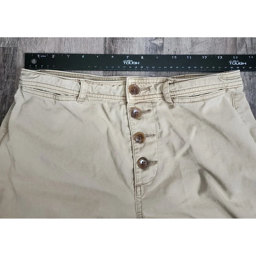 Everlane Wide Leg Crop Pants Women 4 Khaki Tan Button Fly Cotton Twill Mid Rise - Picture 3 of 13